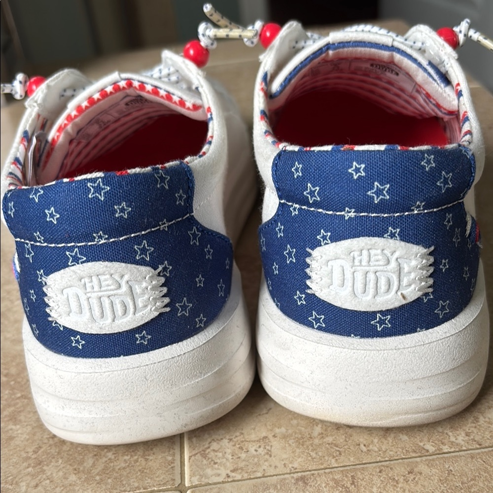 Hey Dude Blue and White Sneakers with Starry Design